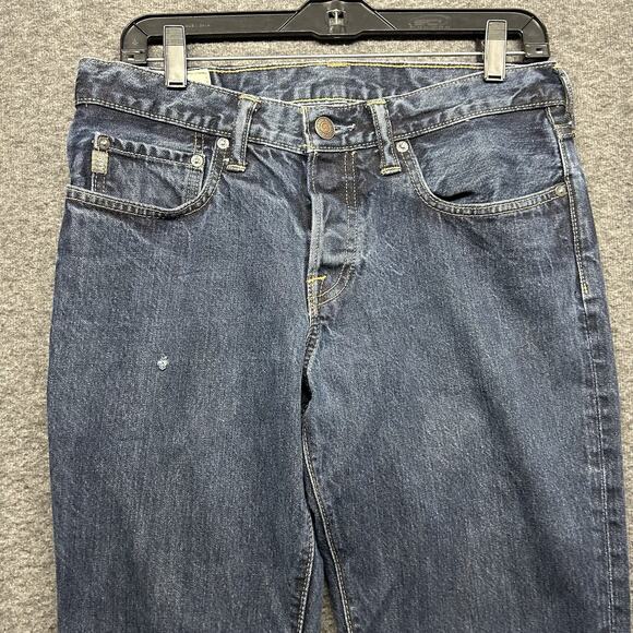 Abercrombie‎ & Fitch Slim Straight Jeans Mens Size 31x32 Dark Blue - Picture 2 of 9